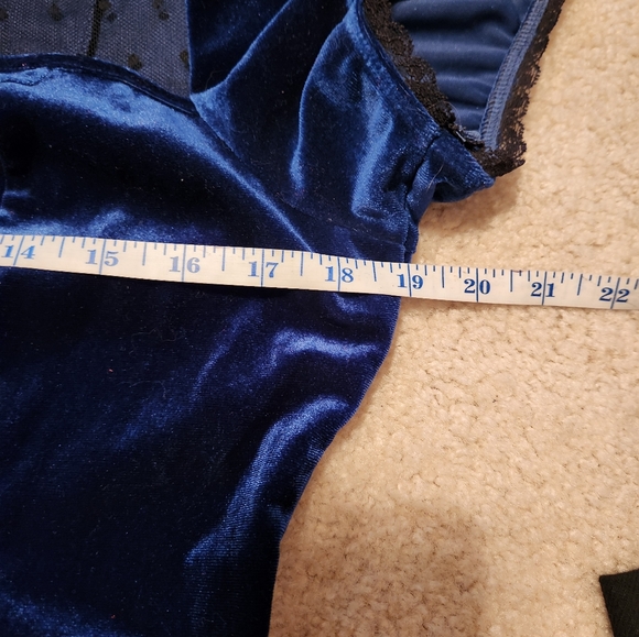 Blue Velvet & Lace Sweetheart Dress LG/XL - Picture 5 of 9